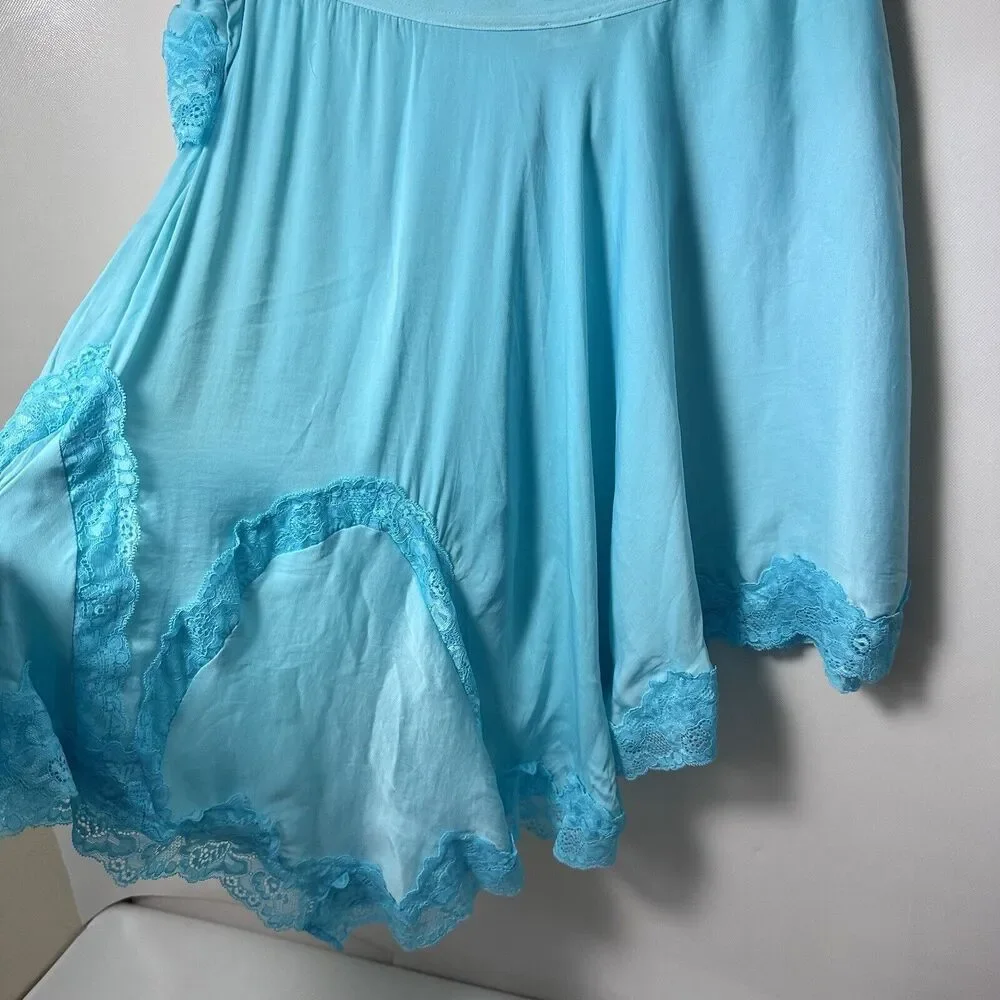 Elegant Blue Lace Trim Skirt - Picture 6 of 9
